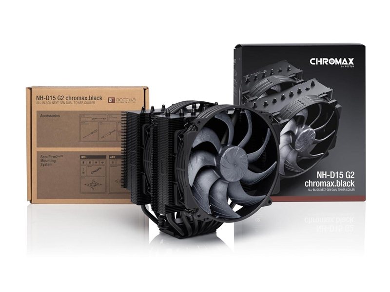 Кулер для процессора/ CPU Cooler Noctua NH-D15 G2 chromax.black (228W, 4-pin PWM, 168mm, Al/Cu, 8x6mm, 2x140mm, 91.5CFM, 24.8dBA, 1500RPM, S: 1851/1700/1200/115X, AM5/AM4, Black)