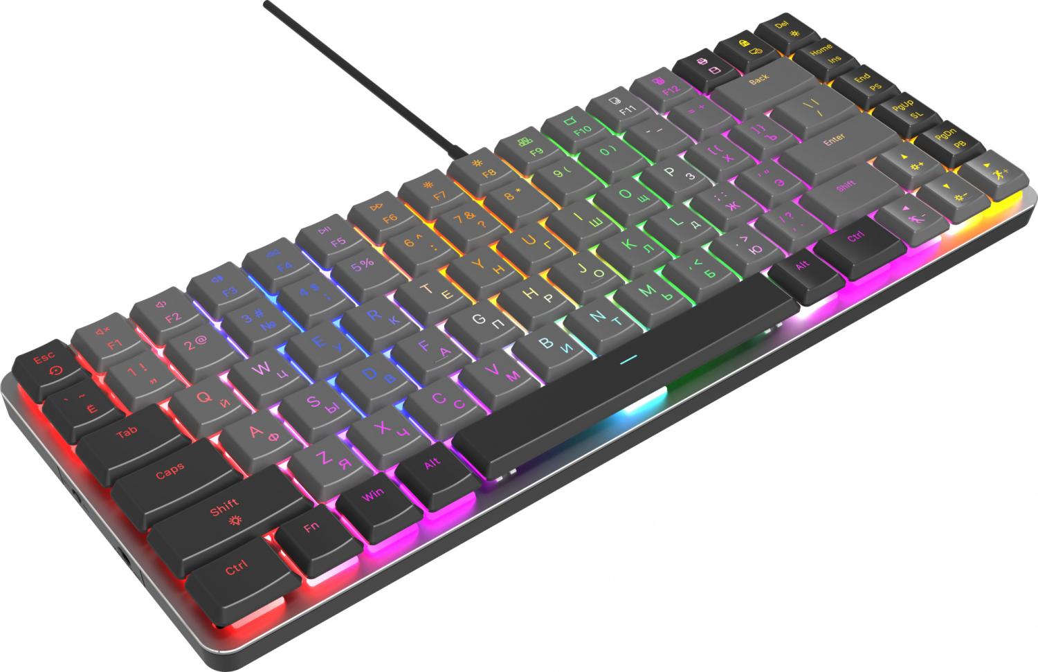 Клавиатура Оклик K615X механическая серый/серебристый USB slim Multimedia for gamer LED (1934413) кабель 1.5м
