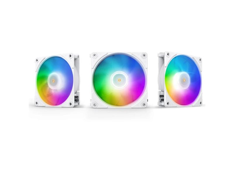 Кулер для корпуса/ Case Cooler JONSBO ZF-120W (120x120x25mm, 4-pin PWM, ARGB, 61.0CFM, 28.9dBA, 1500RPM, White, 3pcs)