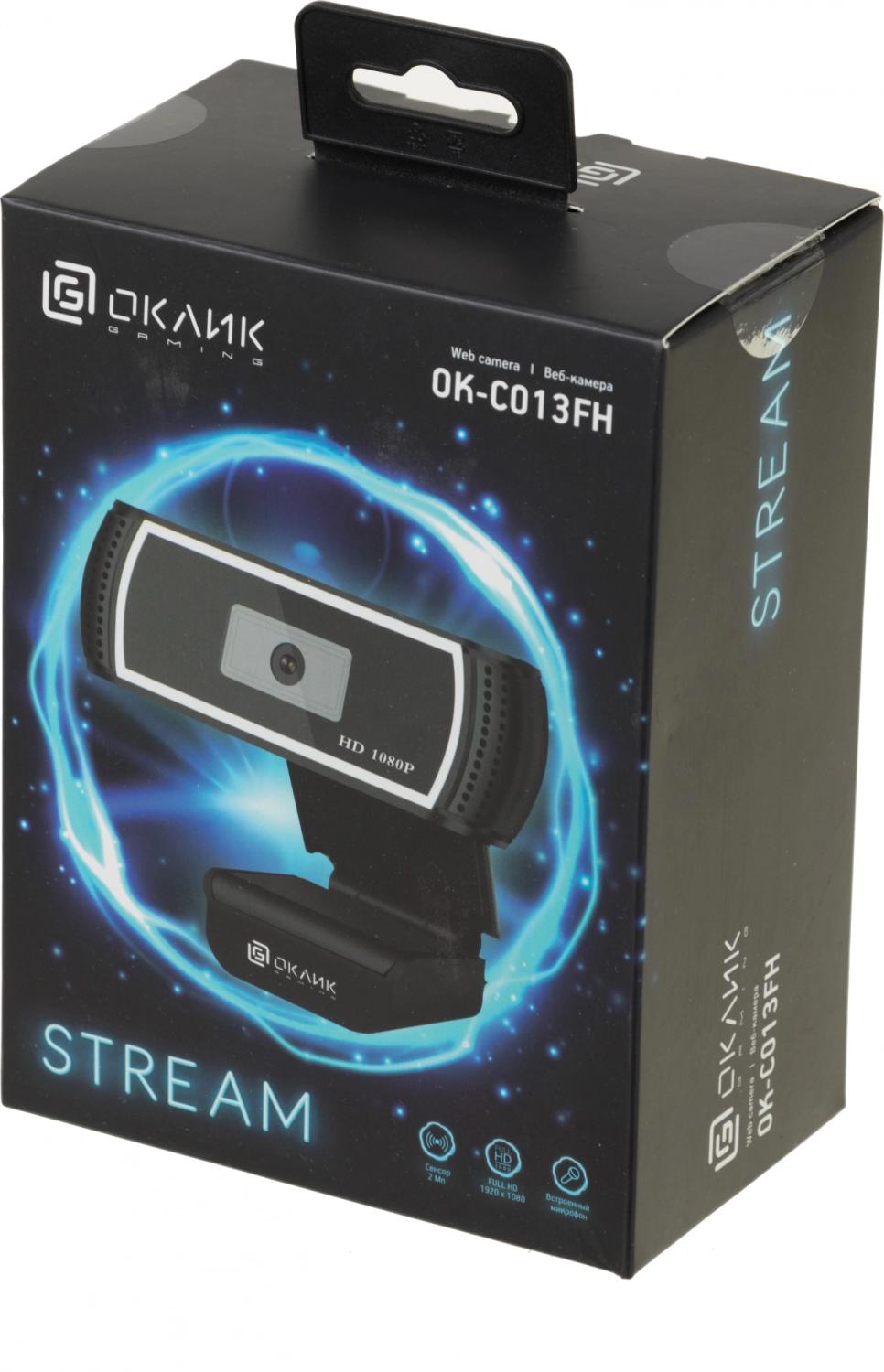 Камера Web Оклик OK-C013FH черный 2Mpix (1920x1080) USB2.0 с микрофоном