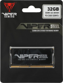 Память DDR4 32GB 3200MHz Patriot PVS432G320C8S Steel Series RTL Gaming PC4-25600 CL22 SO-DIMM 260-pin 1.2В single rank с радиатором Ret
