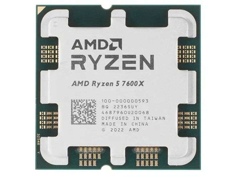 Центральный Процессор AMD RYZEN 5 7600X OEM (Raphael, 5nm, C6/T12, Base 4,70GHz, Turbo 5,30GHz, RDNA 2 Graphics, L3 32Mb, TDP 105W, SAM5)