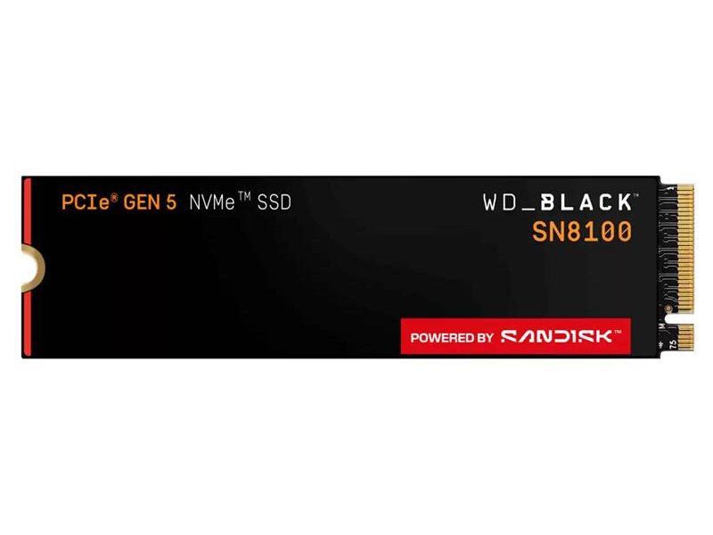 Твердотельный накопитель Western Digital Black SN8100 SSD M2.2280 PCIe 5.0 2Tb, 14900MBs/14000MBs, TBW 2400, WDS200T1X0M, 1 year