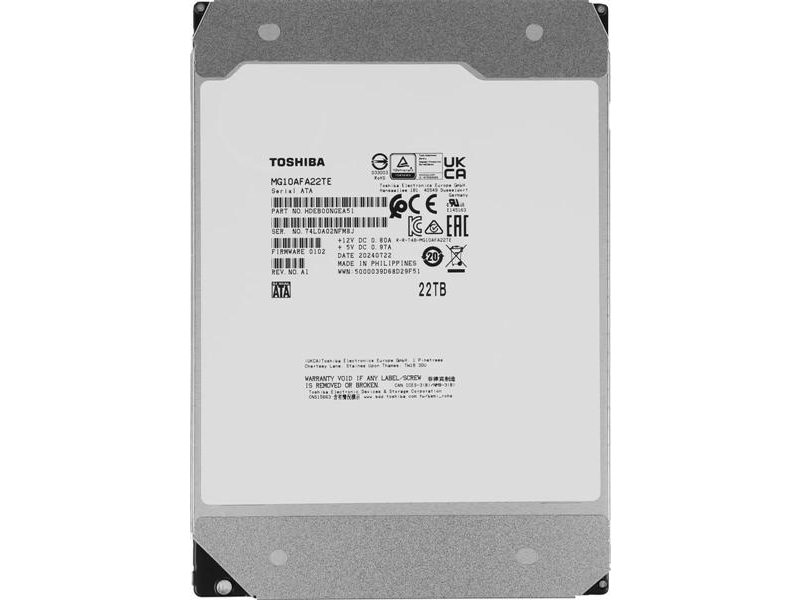 Жесткий диск/ HDD Toshiba SATA 22Tb 3.5"" Server 7200 6Gbit/s 512Mb 1 year warranty (replacement MG10ACA20TE)