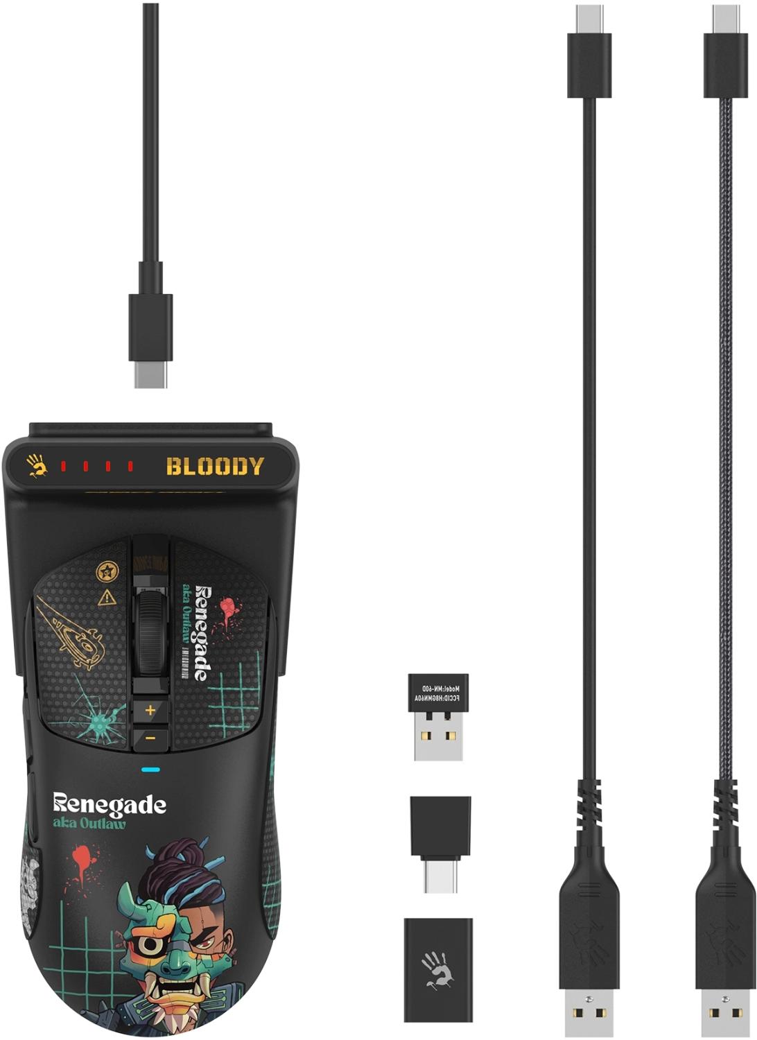 Мышь A4Tech Bloody R72 Ultra Duo Renegade черный оптическая 20000dpi беспров. USB/USB-C 7but