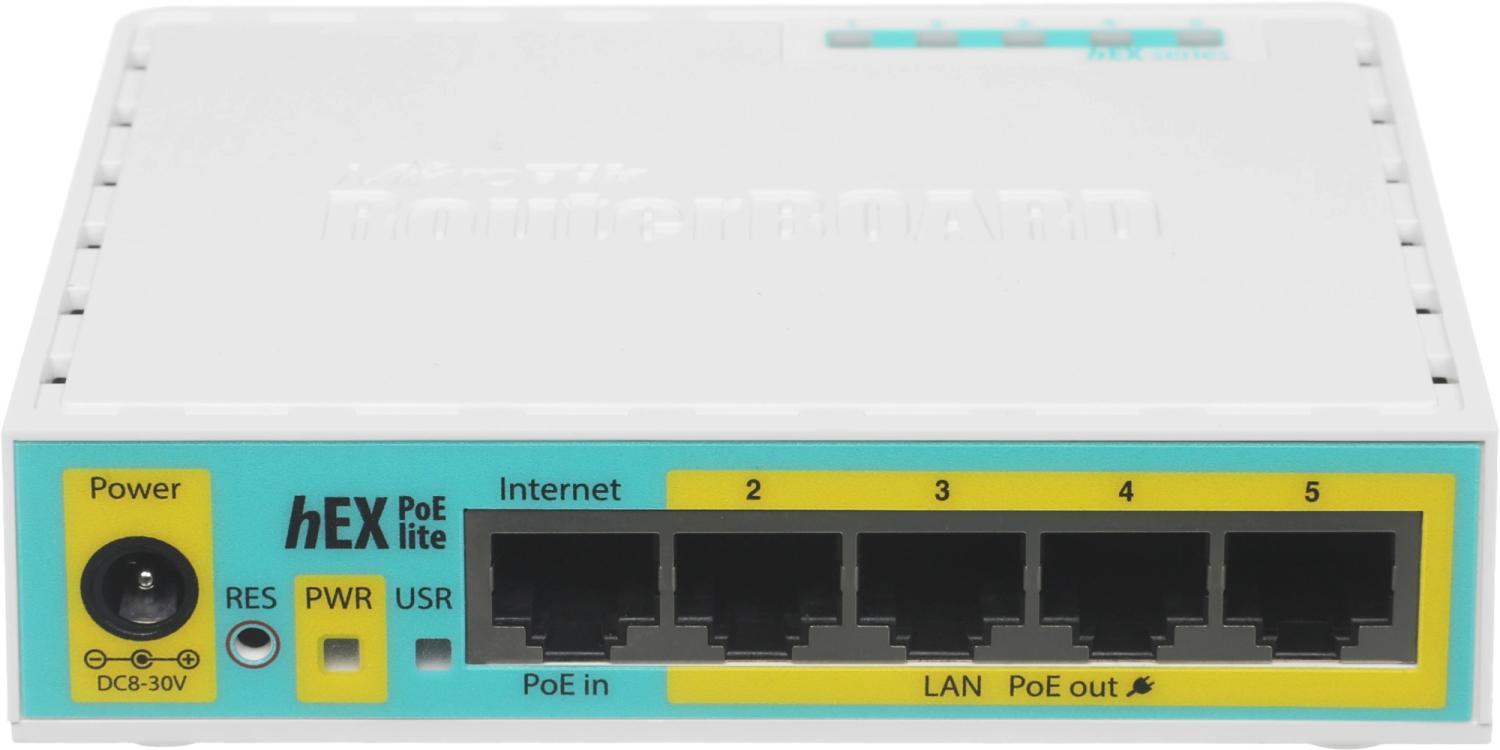Роутер MikroTik hEX PoE lite (RB750UPR2) 10/100BASE-TX белый
