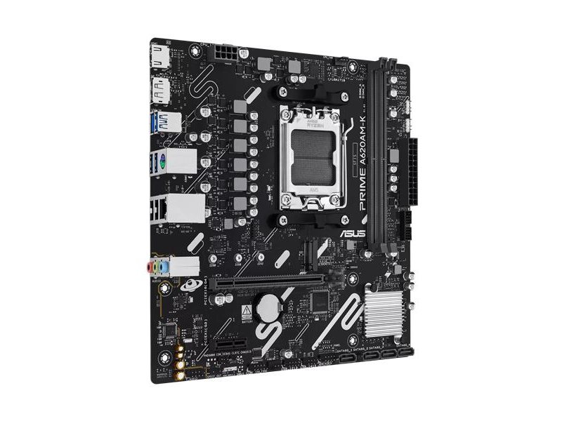 Материнская плата ASUS PRIME A620AM-K, AM5, A620A, 2*DDR5, 4*SATA, 1*M.2, 4*USB 3.2, 2*USB 2.0, 1*PCIx16, 1*PCIx1, DP+HDMI, mATX;