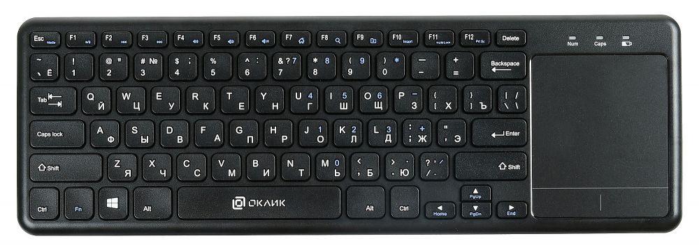 Клавиатура Оклик 830ST черный USB беспроводная slim Multimedia Touch (1011937)