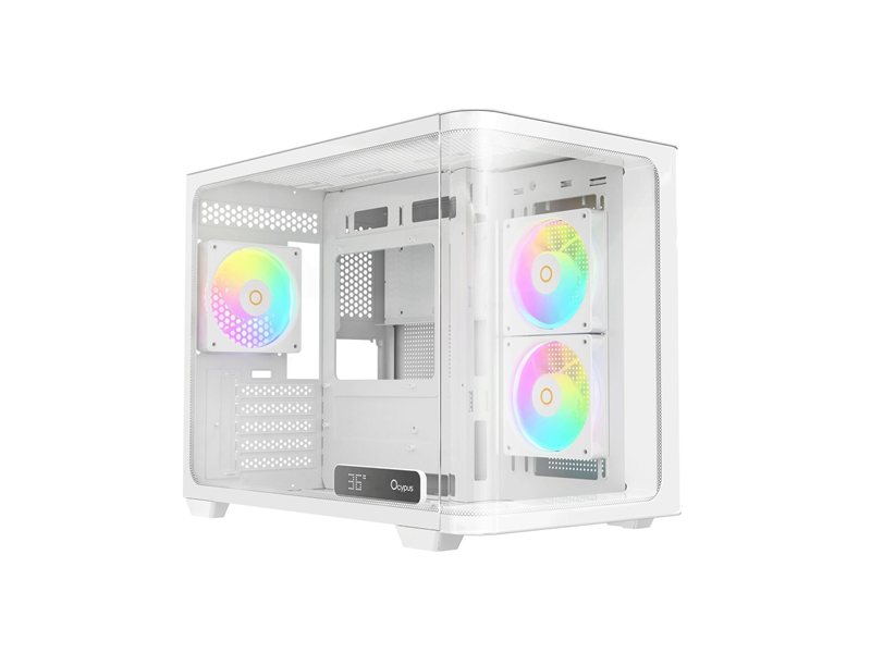 Корпус ПК без блока питания/ Case Ocypus Iota C50 Curve WH ARGB, Mini-Tower, TG, 3x120mm ARGB, 2xUSB-A 3.0 + 1xUSB-C, mATX, mITX White