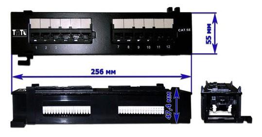 Патч-панель Lanmaster TWT-PP12UTP-H 10" 1U 12xRJ45 кат.5E UTP
