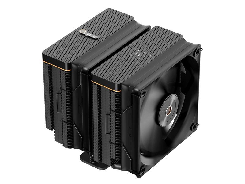 Кулер для процессора/ CPU Cooler Ocypus Iota A62 BK (260W, 4-pin PWM, LED temp., 158mm, Al/Cu, 6x6mm, 2x120mm, 77CFM, 29dBA, 2000RPM, S: 1851/1700/1200/115X, AM5/AM4, black)