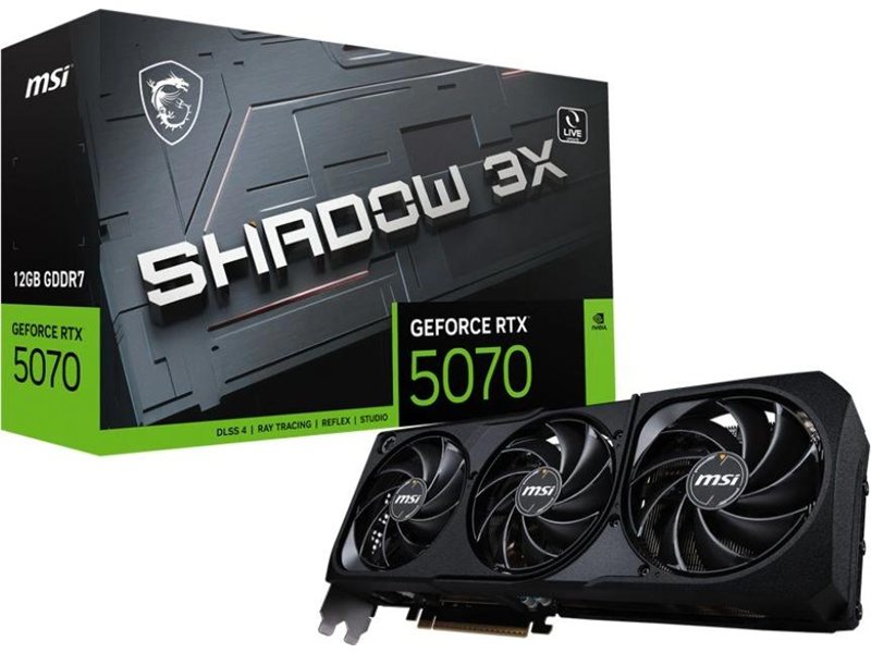 Видеокарта MSI PCI-E 5.0 RTX 5070 12G SHADOW 3X NVIDIA GeForce RTX 5070 12Gb 192bit GDDR7 2512/28000 HDMIx1 DPx3 HDCP Ret