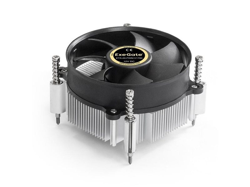 Exegate EX292655RUS Кулер ExeGate ETA-20.PWM.V1700 (Al, LGA1700/1150/1151/1155/1156/1200/1366, TDP 90W, Fan 95mm, PWM 900-2400RPM, Hydro bearing, 4pin, 11-24db, 345г, с термопастой, на винтах, Color B