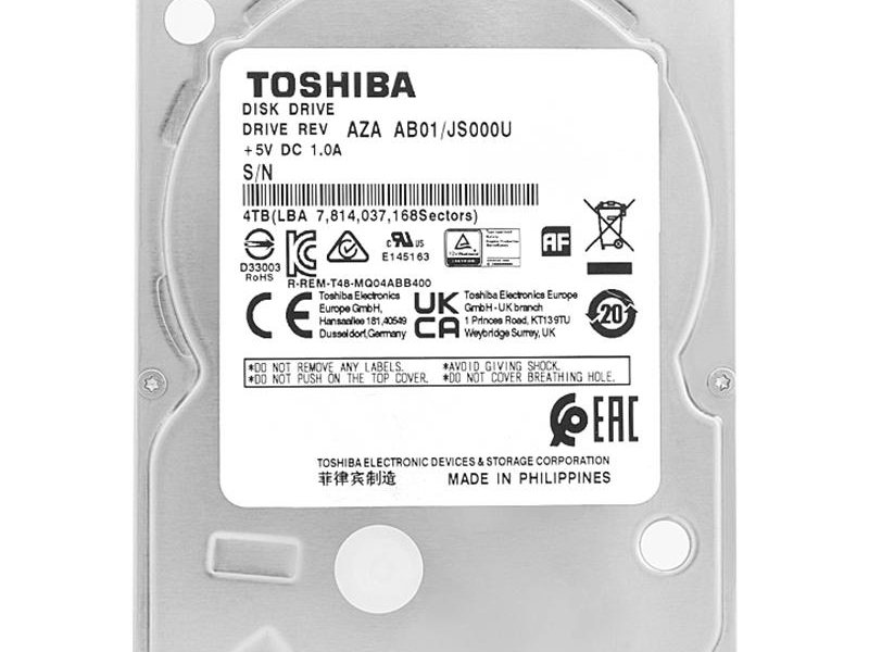 Жесткий диск/ HDD Toshiba SATA 4TB 2.5" 6.0 Gbit/s 15mm 5400 rpm 128Mb 1 year warranty (replacement ST4000LM024, WD40EZZX, ST4000DM004)
