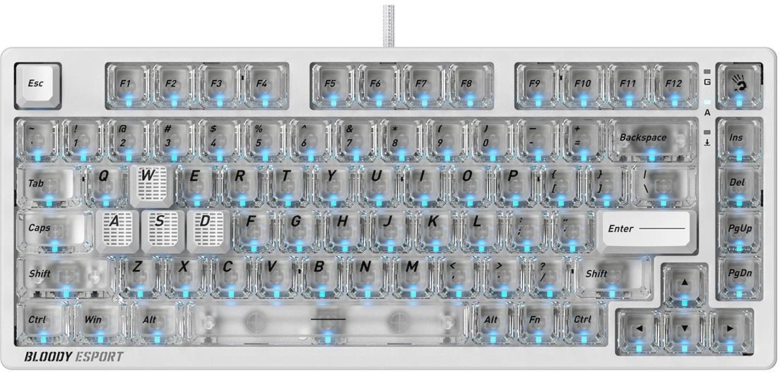 Клавиатура A4Tech Bloody MS76 механическая белый USB Multimedia for gamer LED (MS76) кабель 1.8м