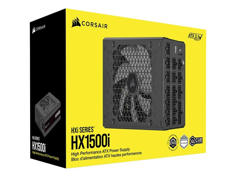Блоки питания/ Power Supply Corsair HX1500i, Model RPS0132, 1500W 80+ Platinum (ATX, 3.1, PCIe 5.1, Full modular, 1x24(20+4)pin, 2x8-Pin to 12V-2x6 Cable, 3x4+4-pin CPU +12V (EPS), 6x4-pin Molex, 4x6+2-pin PCIe, 8xSATA3, 1xUSB Type-C, Active, 140x140mm, 1
