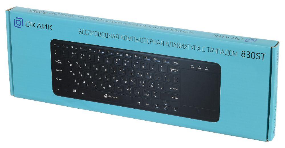 Клавиатура Оклик 830ST черный USB беспроводная slim Multimedia Touch (1011937)
