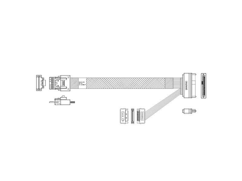 Кабель Amphenol RSL38-2309 Slimline SASx4  -to-   U.2 (SFF8639), 85 Ohm, PCIe Gen3, 75СM