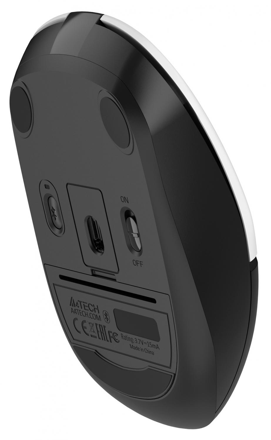 Мышь A4Tech Fstyler FB12 белый/черный оптическая 1200dpi беспров. BT/Radio USB 3but (FB12 PANDA)