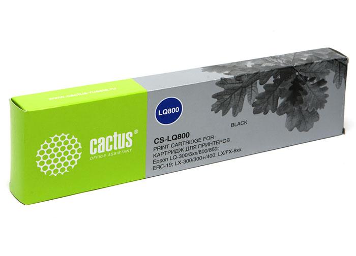 Картридж матричный Cactus CS-LQ800 C13S015633BA 12.7x10 черный для Epson LQ-300/5xx/800/850/ERC-19/LX-300/300+/400/MX 80 без чипа