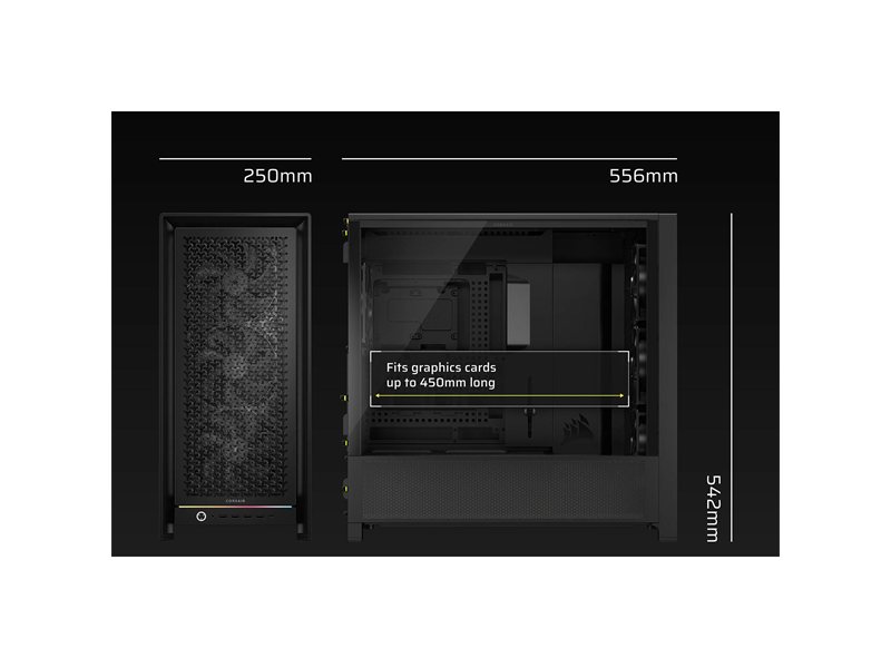 Корпус без блока питания/ Case Corsair Frame 5000D RS High-Airflow, Midi-Tower, TG, 4x140mm, 4xUSB-A 3.2, 1xUSB 3.2 Type-C, E-ATX, ATX, mATX, mITX Black