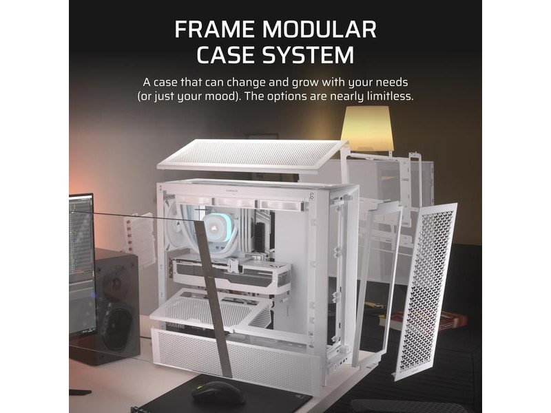 Корпус без блока питания/ Case Corsair Frame 4000D, Midi-Tower, TG, no fan, 2xUSB-A 3.2, 1xUSB 3.2 Type-C, E-ATX, ATX, mATX, mITX White