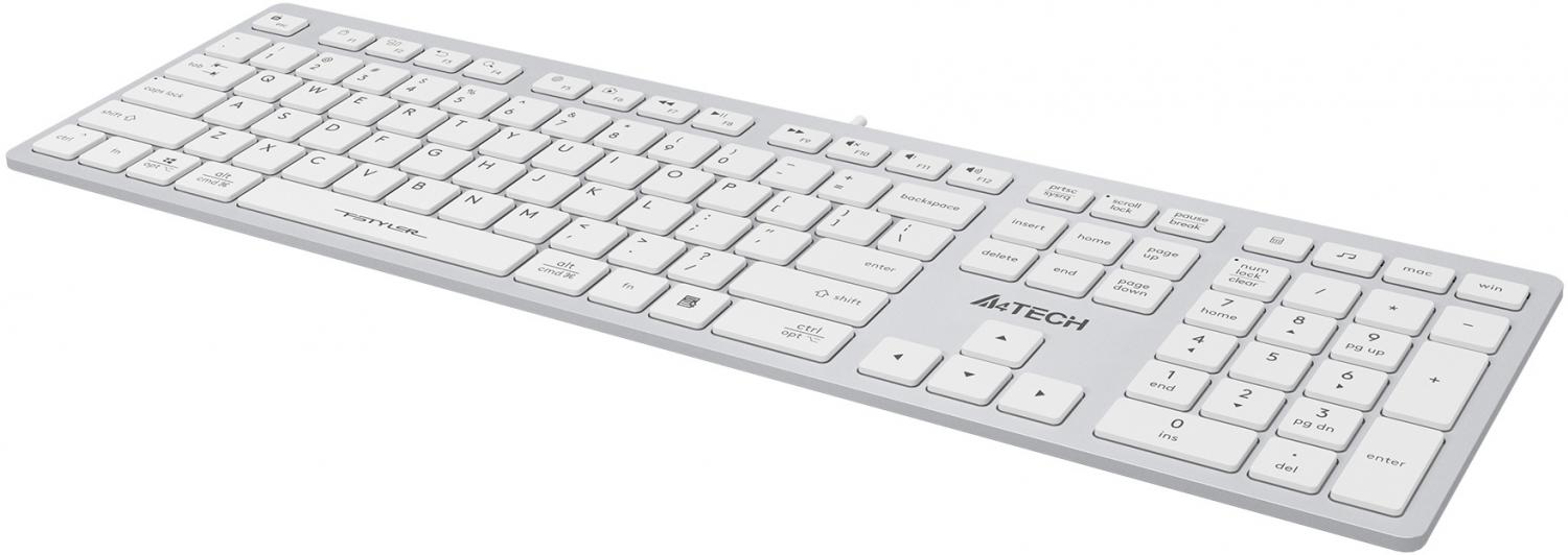 Клавиатура A4Tech FX50 белый USB slim Multimedia (FX50 WHITE) кабель 1.5м