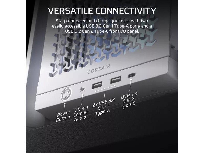 Корпус без блока питания/ Case Corsair Frame 4000D RS ARGB, Midi-Tower, TG, 3x120mm ARGB, 2xUSB-A 3.2, 1xUSB 3.2 Type-C, E-ATX, ATX, mATX, mITX White