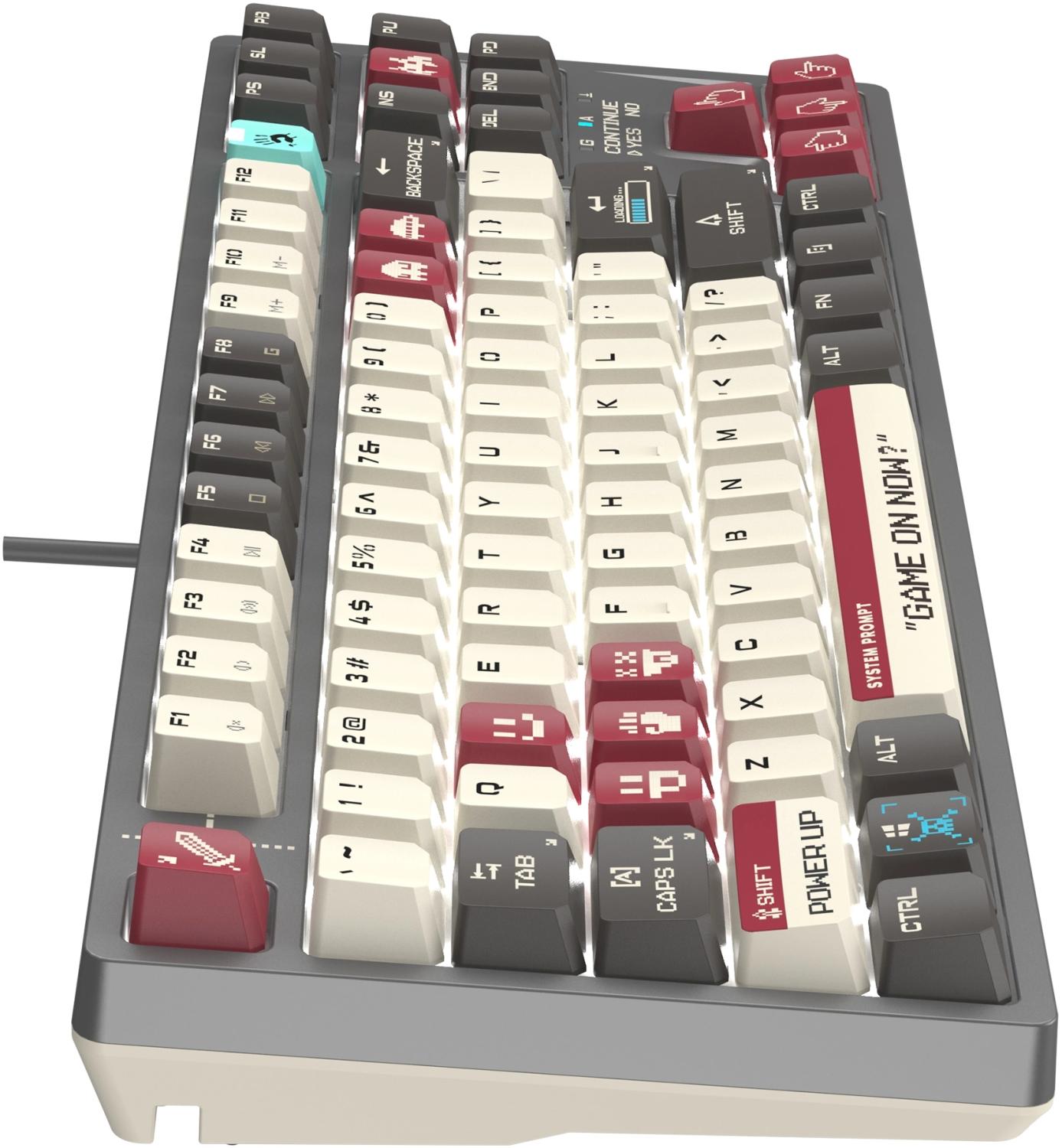Клавиатура A4Tech S87 Pixels механическая серый/белый USB for gamer LED кабель 1.8м