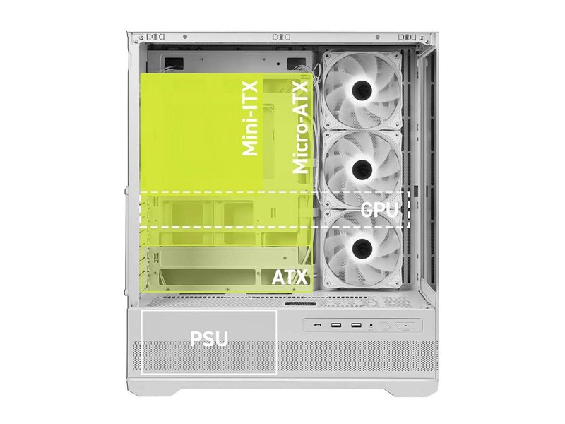 Корпус MSI MAG Pano 110R PZ белый без БП ATX 6x120mm 4x140mm 2xUSB3.0 audio AirDuct bott PSU