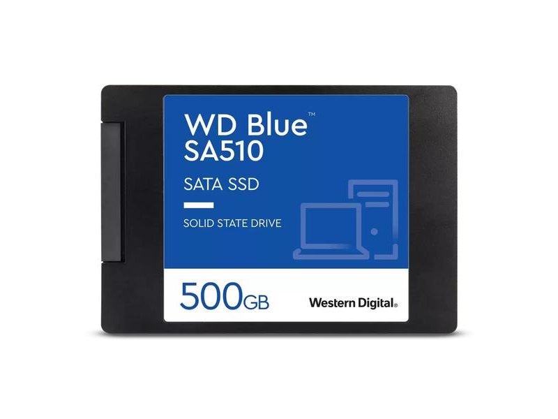 Твердотельный накопитель WD SSD Blue SA510, 500GB, 2.5" 7mm, SATA3, R/W 560/510MB/s, IOPs 90 000/82 000, TBW 200, DWPD 0.2 (12 мес.)
