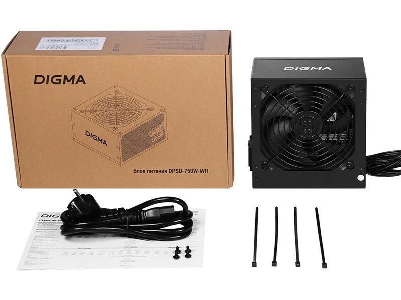 Блок питания Digma ATX 750W DPSU-750W-WH 80+ white (20+4pin) APFC 120mm fan 6xSATA RTL