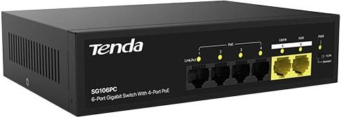 Коммутатор Tenda SG106PC (L2) 6x1Гбит/с 4PoE 50W неуправляемый