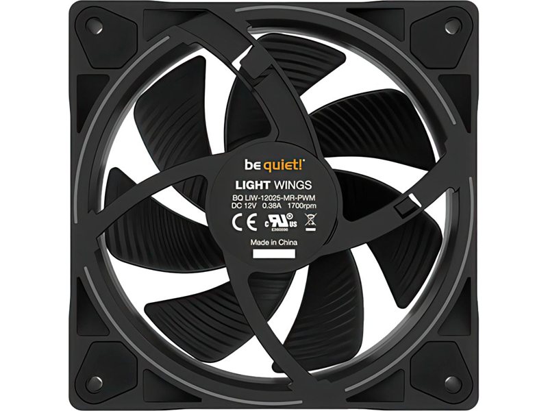 Кулер для корпуса/ Case Cooler be quiet! LIGHT WINGS 120mm PWM (120x120x25mm, 4-pin PWM, ARGB, 41.5CFM, 20.6dBA, 1700RPM, Black)