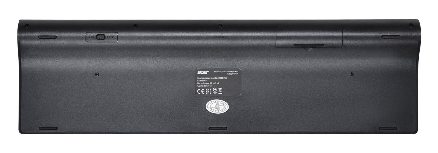 Клавиатура + мышь Acer OKR030 клав:черный мышь:черный USB беспроводная slim Multimedia (ZL.KBDEE.005)