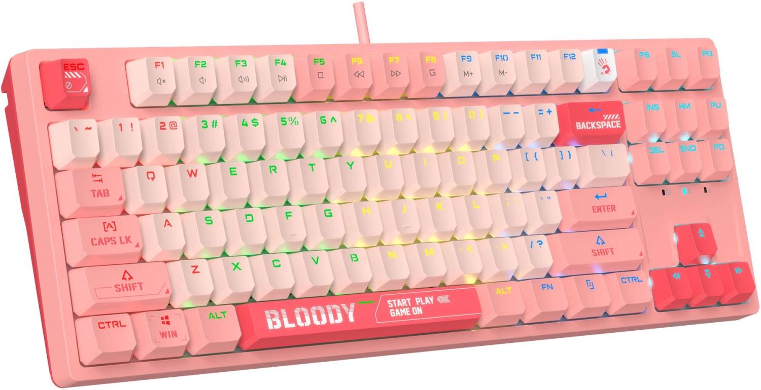 Клавиатура A4Tech S87 Energy механическая розовый USB for gamer LED (S87 USB ENERGY PINK) кабель 1.8м