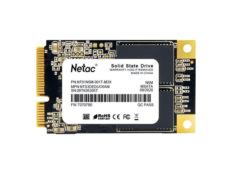 SSD накопитель Netac SSD N5M 1TB mSATA SATAIII 3D NAND, R/W up to 560/520MB/s, TBW 560TB, 3y wty