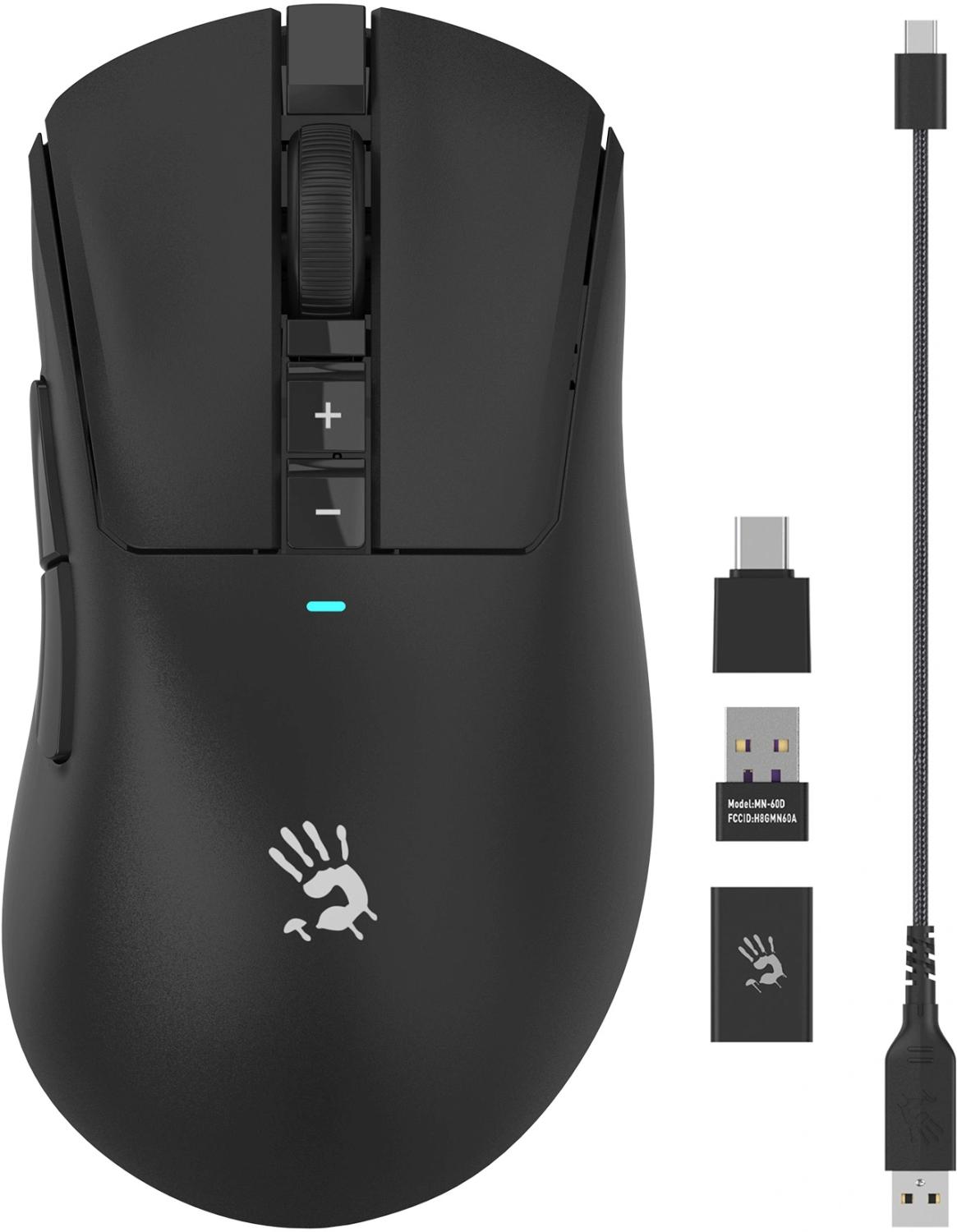Мышь A4Tech Bloody R73 Ultra черный оптическая 20000dpi беспров. USB-C 7but (R73 ULTRA BLACK)