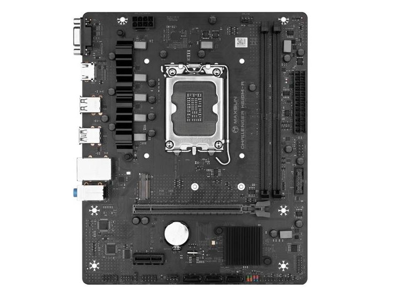 Материнская плата MAXSUN MS-Challenger H610M-R V2, LGA1700, H610, 2*DDR4, 3*SATA3, 1*M.2, USB 3.2, USB 2.0, 1*PCIEx16, 1*PCIEx1, VGA+HDMI, mATX