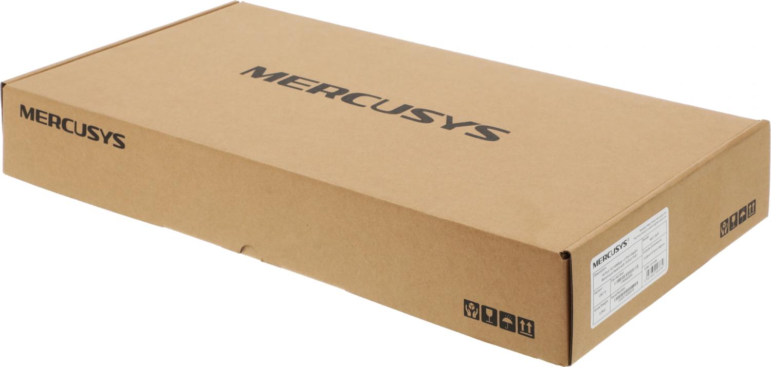 Коммутатор Mercusys MS118CP (L2) 16x100Мбит/с 2x1Гбит/с 2xКомбо(1000BASE-T/SFP) 16PoE+ 190W неуправляемый