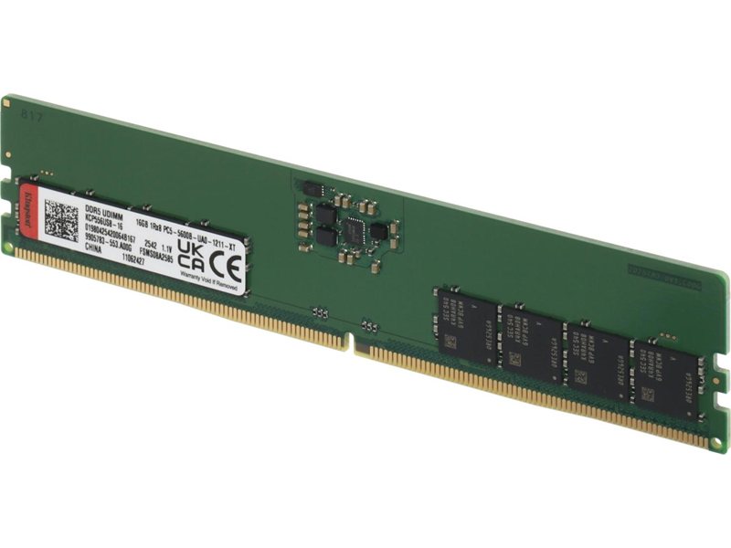 Память DDR5 16GB 5600MHz Kingston KCP556US8-16 RTL PC5-44800 CL46 DIMM UDIMM 288-pin 1.1В single rank Ret