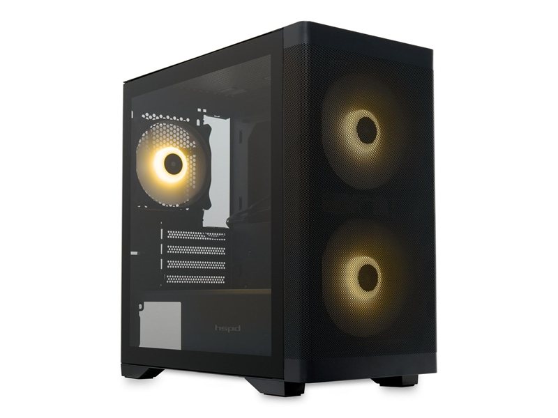 Корпус без блока питания/ Case HSPD M320, Mesh Mini-tower, Black, slide TG, 0.45 SPCC, 2x140mm ARGB (M11-140)+1x120mm ARGB (M11-120) mATX, mITX 160/340/184mm 2x2.5", 2x3.5", 4xPCI 2xUSB-A 3.0, 1xUSB-A 1.0 390x200x385mm