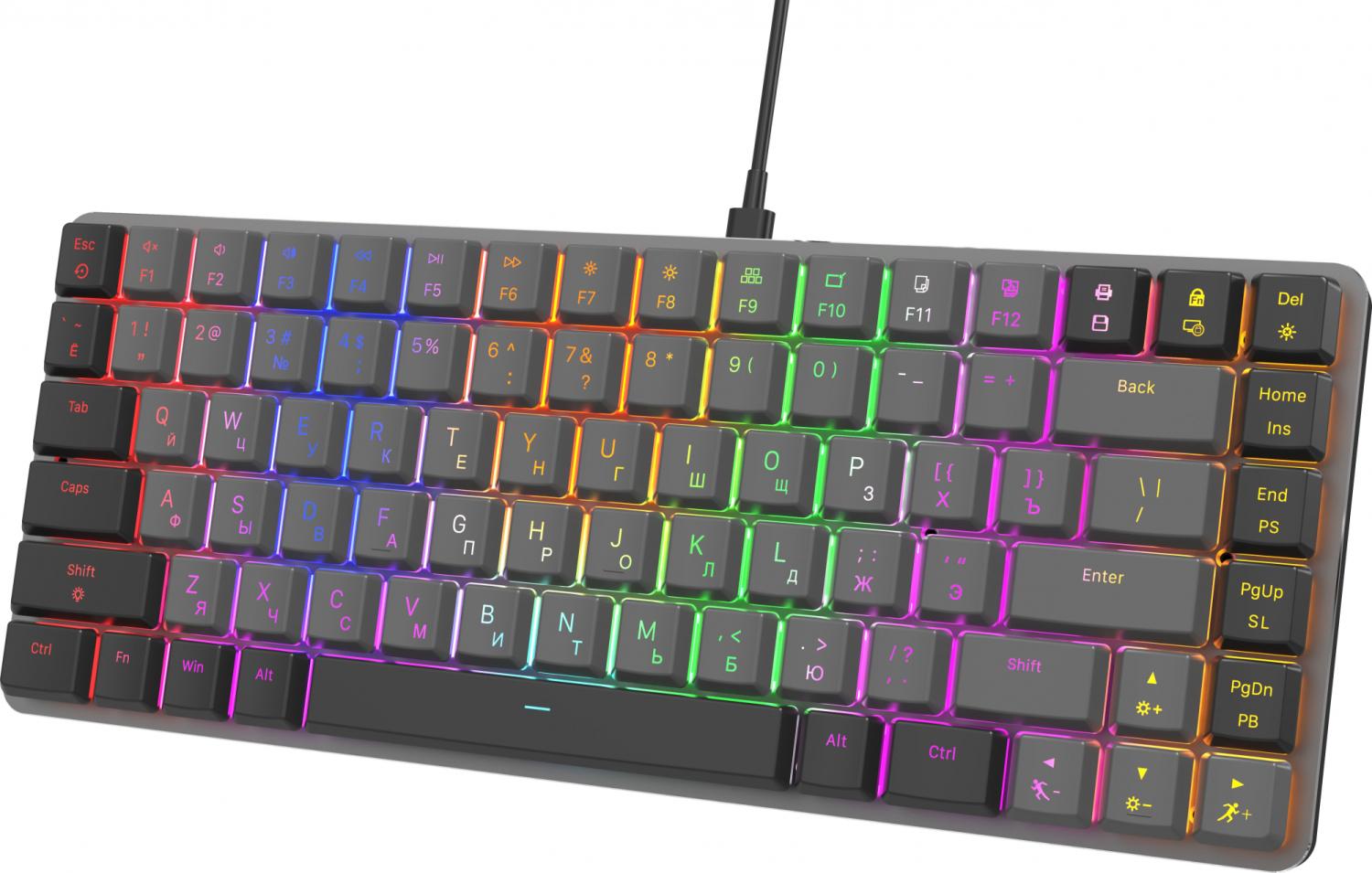 Клавиатура Оклик K615X механическая серый/серебристый USB slim Multimedia for gamer LED (1934413) кабель 1.5м