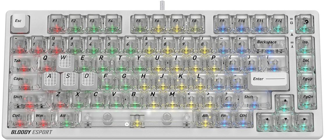 Клавиатура A4Tech Bloody MS76 механическая белый USB Multimedia for gamer LED (MS76) кабель 1.8м