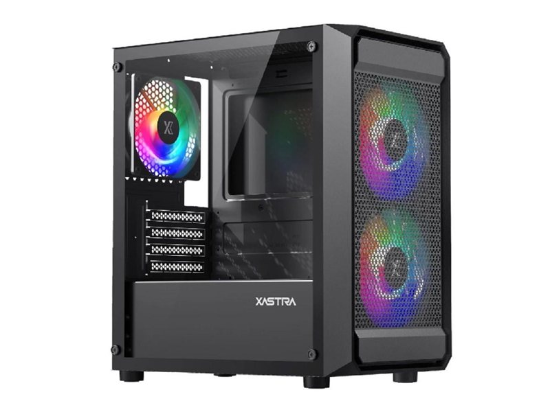 XASTRA Корпус A303M 3FRGB Black mATX/Mesh/ tempered glass / 2x140mm + 1x120mm FRGB fans/ A303M-2FC14F-1FC12F