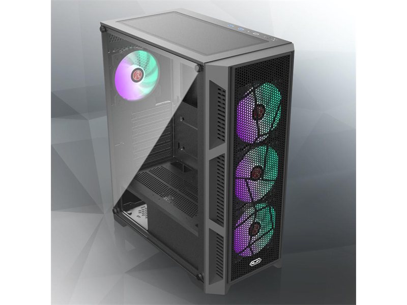 Корпус без блока питания/ Case Raijintek ARCADIA III-MS4, Midi-Tower, TG, 4x120mm ARGB, 1xUSB-A 3.0 + 2xUSB 2.0, ATX, mATX, mITX Black
