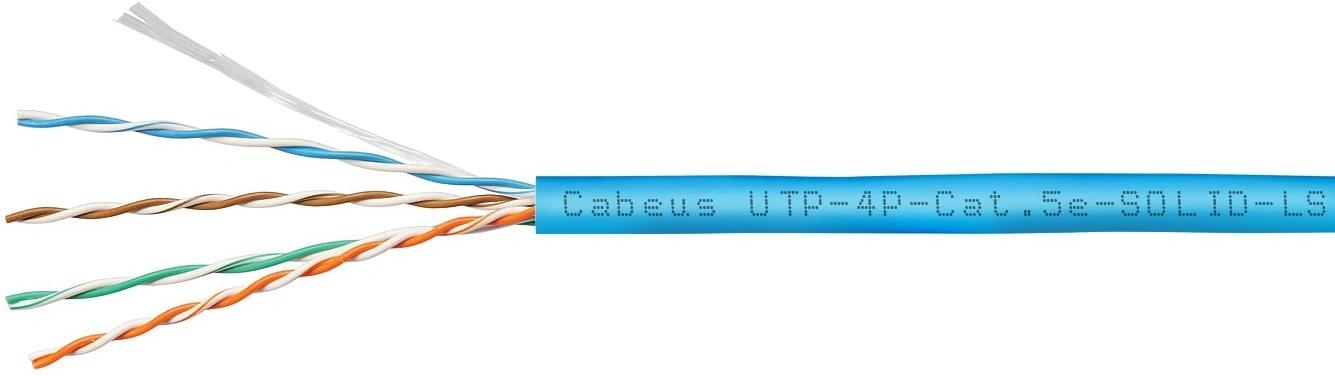 Кабель информационный Cabeus UTP-4P-Cat.5e-SOLID-LSZH-BL кат.5E U/UTP 4 пары LSZH внутренний 305м синий