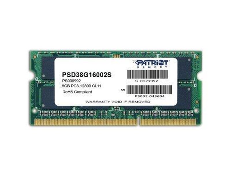 Память DDR3 8Gb 1600MHz Patriot PSD38G16002S RTL PC3-12800 CL11 SO-DIMM 204-pin 1.5В dual rank Ret
