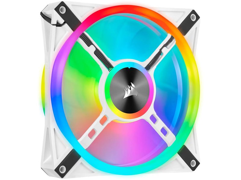 Кулер для корпуса/ Case Cooler Corsair iCUE QL140 RGB 140mm (140x140x25mm, 4-pin PWM, RGB, 50.2CFM, 26dBA, 1250RPM, White, 2pcs)