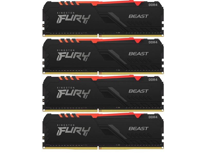 Память оперативная/ Kingston 128GB 3200MT/s DDR4 CL16 DIMM (Kit of 4) FURY Beast RGB